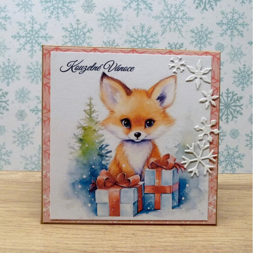 Přáníčko Lištička s dárky - 10x10cm