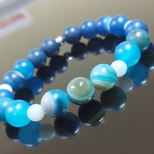 Unisex minerální náramek SÍLA Achátu modrý a ocean