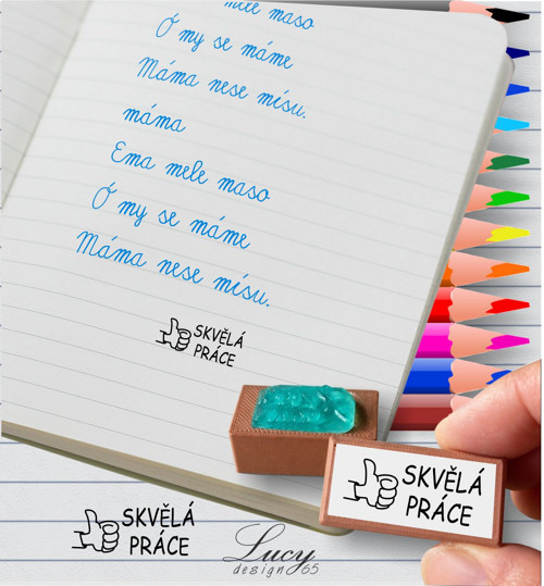 Školní textové razítko Skvělá práce