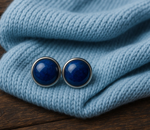 Ocelové náušnice lapis lazuli 12 mm