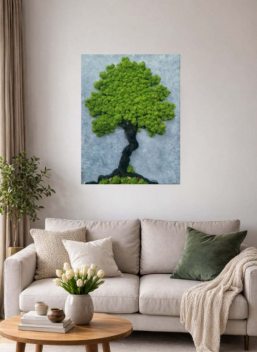 Živý mechový obraz, strom 60x80 cm