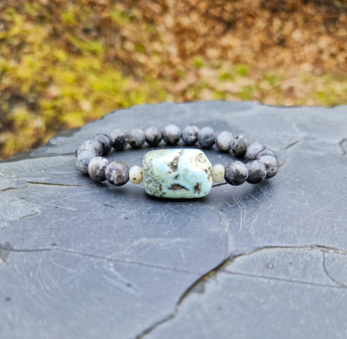 Přírodní larimar*labradorit*unisex náramek