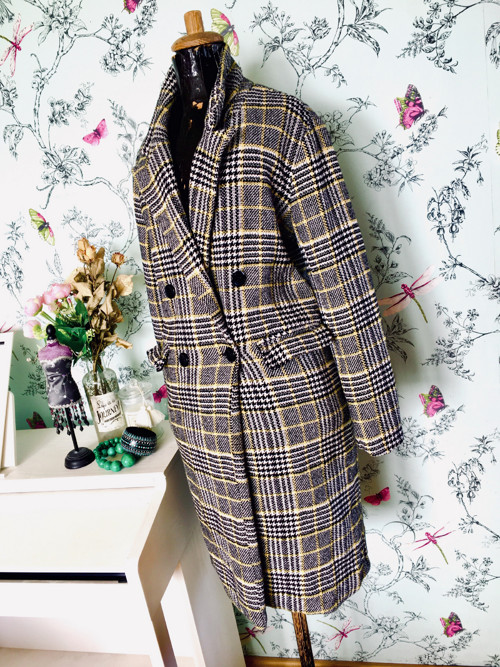 Kabát chic dandy káro jarní — foto 1