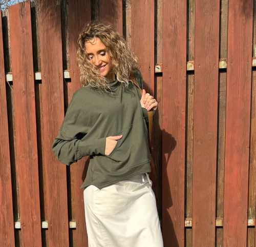 Khaki mikina s klokankou