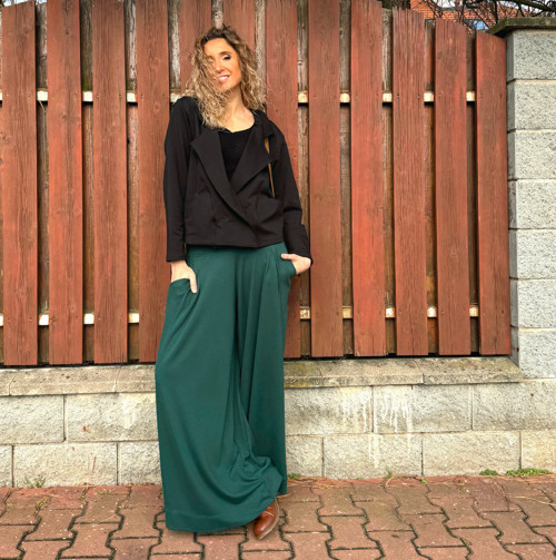 Kalhotová sukně zelená dlouhá