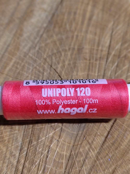 Polyesterové nitě Unipoly návin 100 m 334 Jahodová