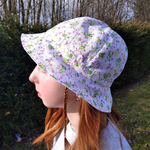 Klobouk 54-56cm zelené kvítky