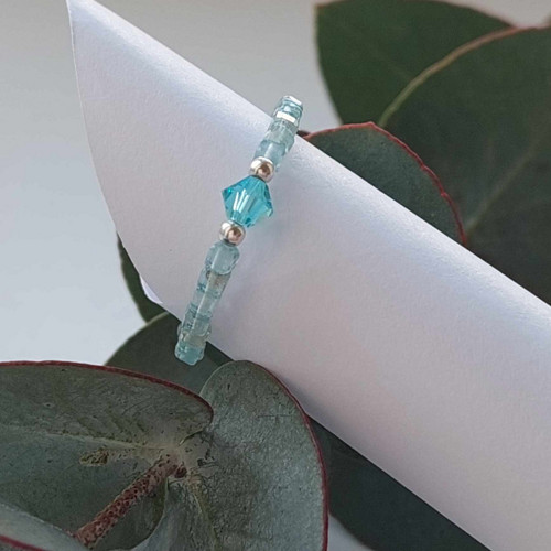 Prsten Apatít světlý a Swarovski. Vel. 60-61