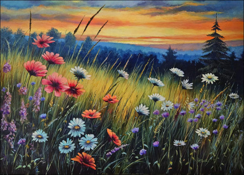 Večerní louka 70x50cm