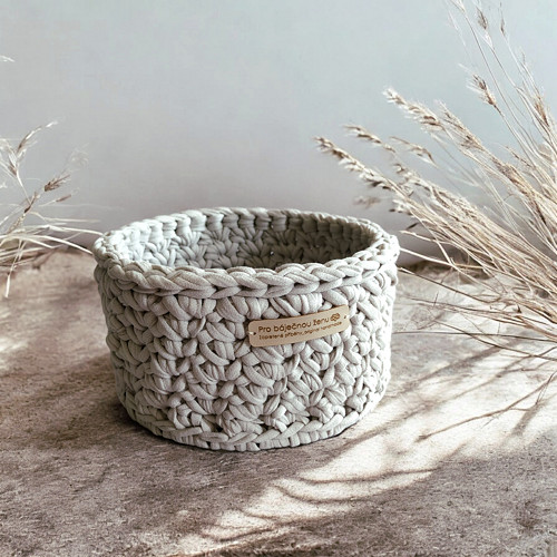 Háčkovaný košík Ø 15 | White Coffee