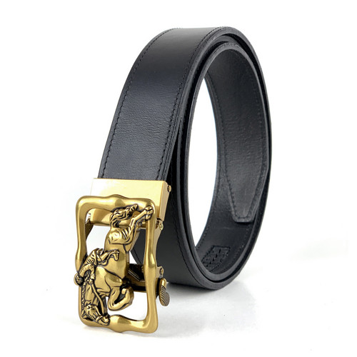 Kožený opasok, 3.5cm, automatická pracka,GOLDHORSE