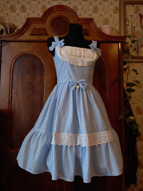 Modré oldschool lolita šaty