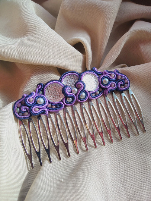 Soutache hřebínek do vlasů - Královna večera