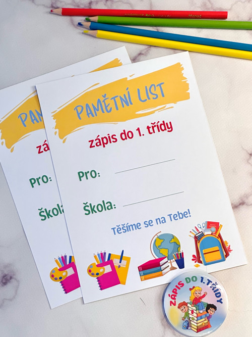 Pamětní list k zápisu do 1. třídy A5