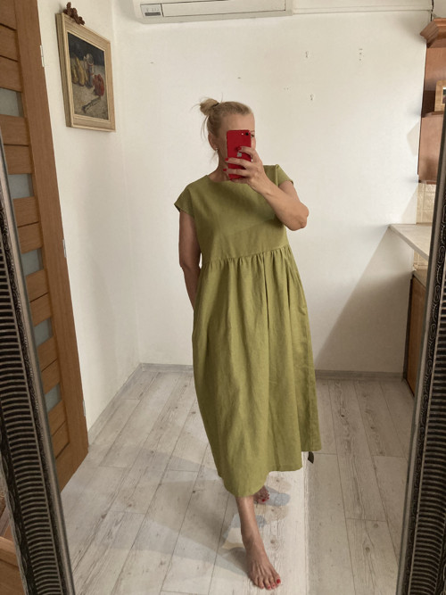 Ľanové Šaty s Vreckami /PEAS/