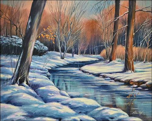 Zima na potoce 50x40cm
