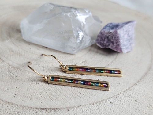 Funky bead bars - šité náušnice