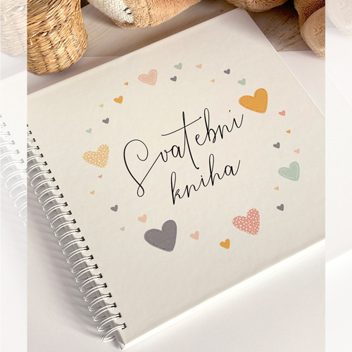 Svatební kniha v pevné kroužkové vazbě – Srdíčka