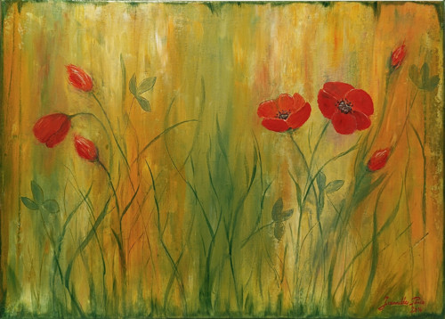 46. Pohoda v trávě.. rozměry 50x70 cm
