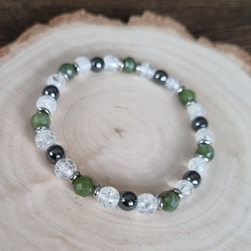 Náramek KŘIŠŤÁL, JADEIT, HEMATIT 6mm