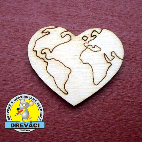 Dřevěný výřez "SRDCE PLANETA" 3 cm....KV0002 U