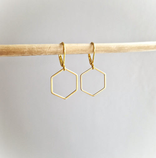 Ocelové náušnice*hexagon*jemné*zlaté