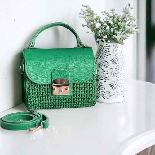 Háčkovaná kabelka/ Crossbody 'SOFIA LUX' /zelená
