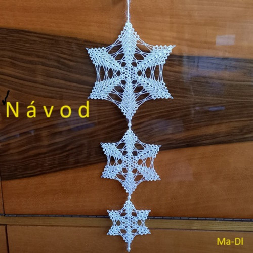 NÁVOD - Háčkovaný závěs do okna, na zeď-3 hvězdy
