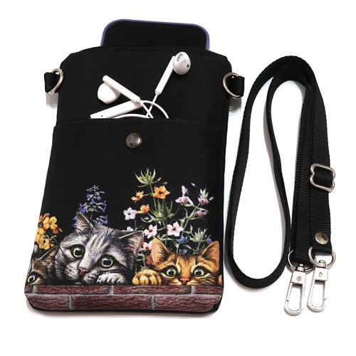 KOČKY V ZAHRADĚ - taštička crossbody na mobil