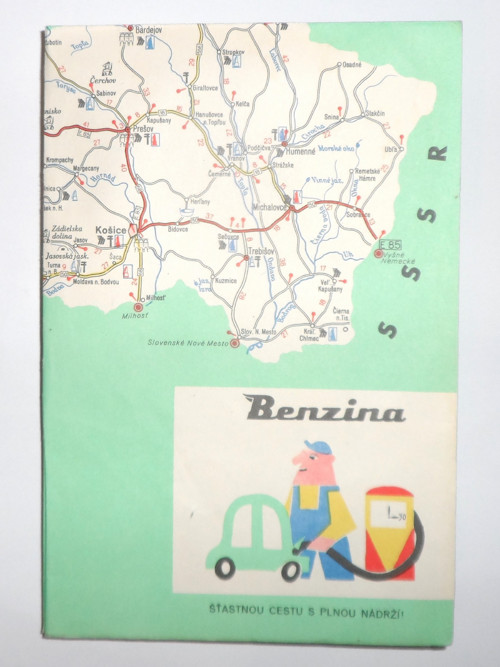 Turistická skládací MAPA ČSSR • Benzina — foto 1