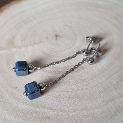 Mini CUBE náušnice - nerez ocel
