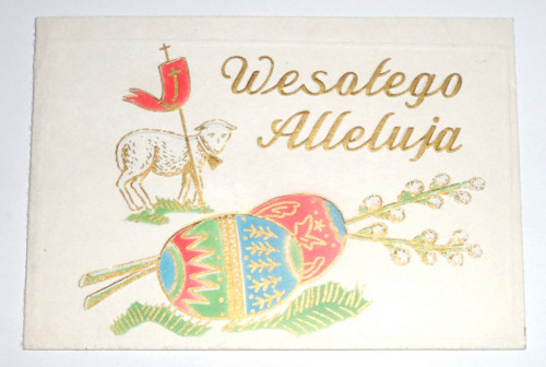 Velikonoční PŘÁNÍ dvojlist, Polsko, 1984