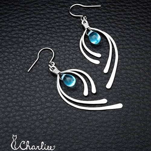 Tepané náušnice - BLUE - ANGEL 3 - chir. ocel