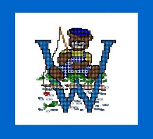 Předloha na vyšívané PÍSMENO "W" s medvídkem