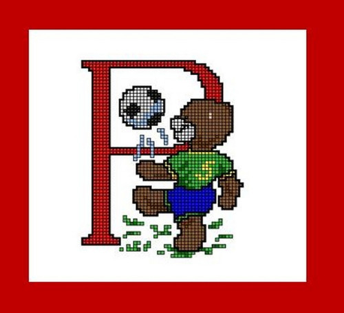 Předloha na vyšívané PÍSMENO "P" s medvídkem