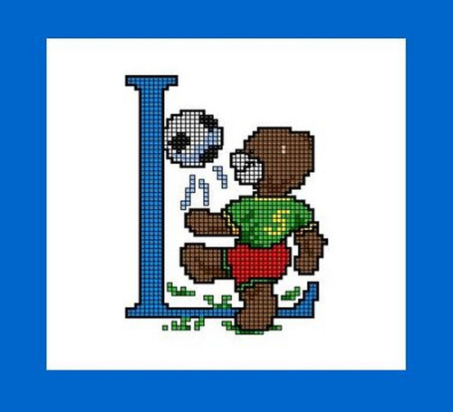 Předloha na vyšívané PÍSMENO "L" s medvídkem
