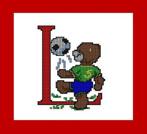 Předloha na vyšívané PÍSMENO "L" s medvídkem