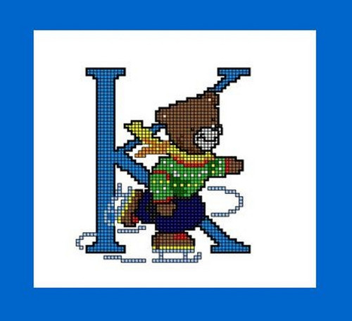 Předloha na vyšívané PÍSMENO "K" s medvídkem