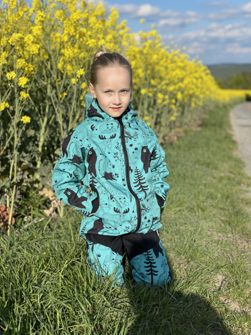 Softshellová bunda Zvířátka petrolej vel.122/128