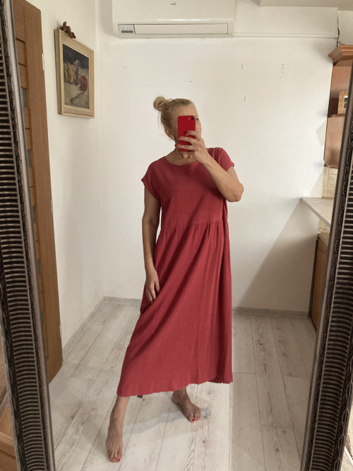 Ľanové Letné šaty /STRAWBERRY/ S/M skladom