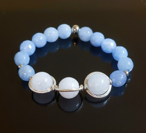 Dětský náramek Z NEBE, minerál Angelit a Chalcedon