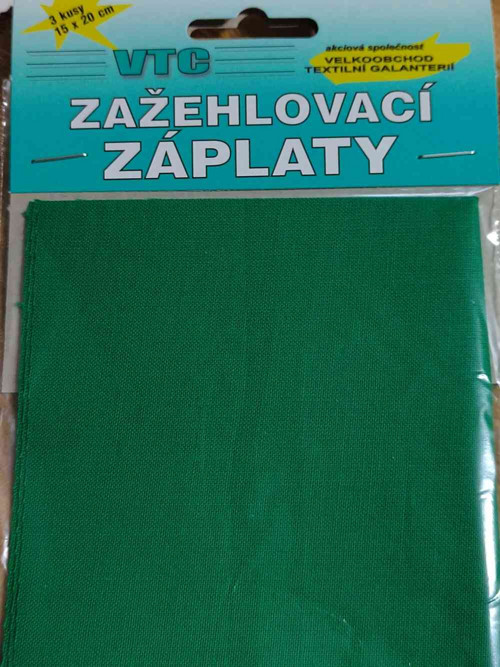 Nažehlovací záplaty 15x20 cm 3 kusy zelená střední