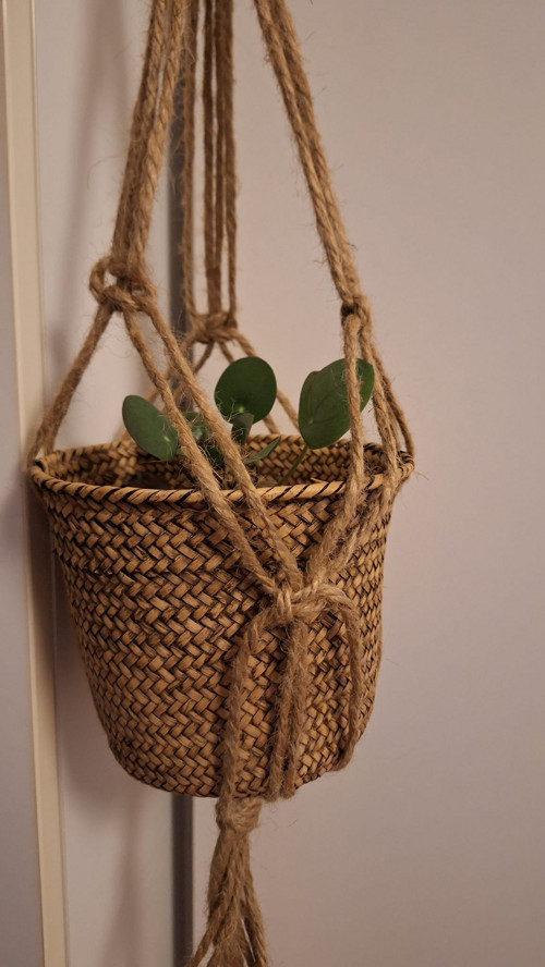 Boho Závěs na květináč / macramé / jutový