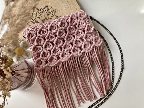 Macramé kabelka růžová
