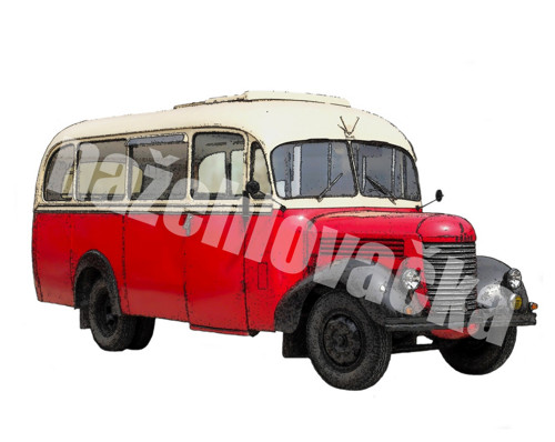 Nažehlovačka s autobusem PRAGA RND 5x3 cm