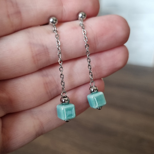 Mini CUBE náušnice - nerez ocel — foto 1