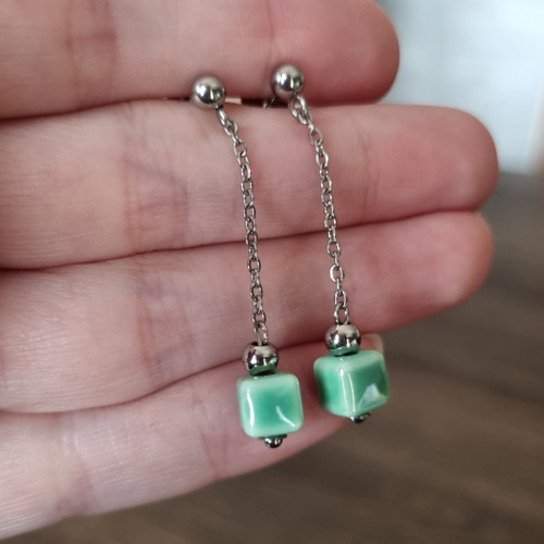 Mini CUBE náušnice - nerez ocel