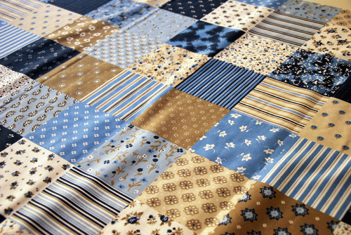 Bavlněné plátno patchwork, modrá