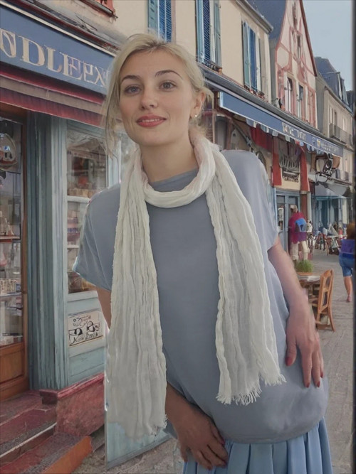 Šál ze 100% praného lnu - vintage mačkaný vzhled