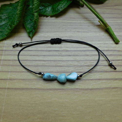 Náramek - NEREZ + sekaný larimar+nerez